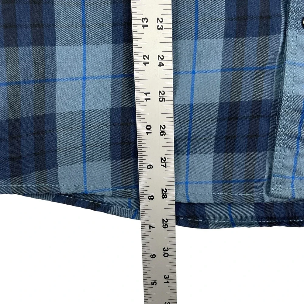The North Face Flannel Shirt Men's Medium Blue Plaid Button Up Long Sleeves
